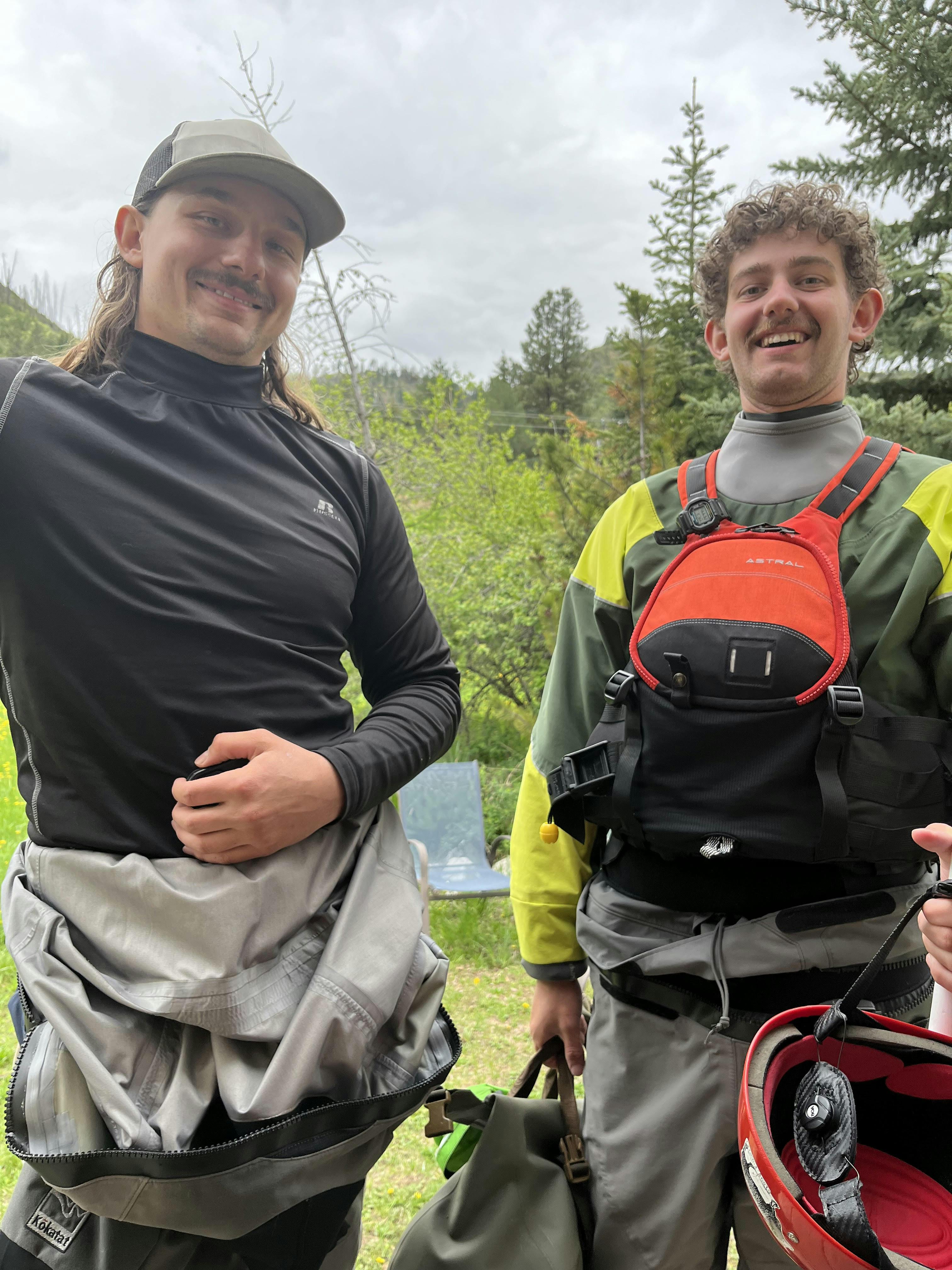 Wildwater River Guides Cheyton and Brode geared up for our first early season Wenatchee rafting trip.