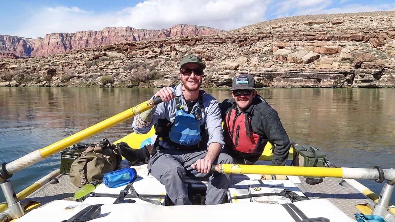 The author manning the oars on the Colorado River