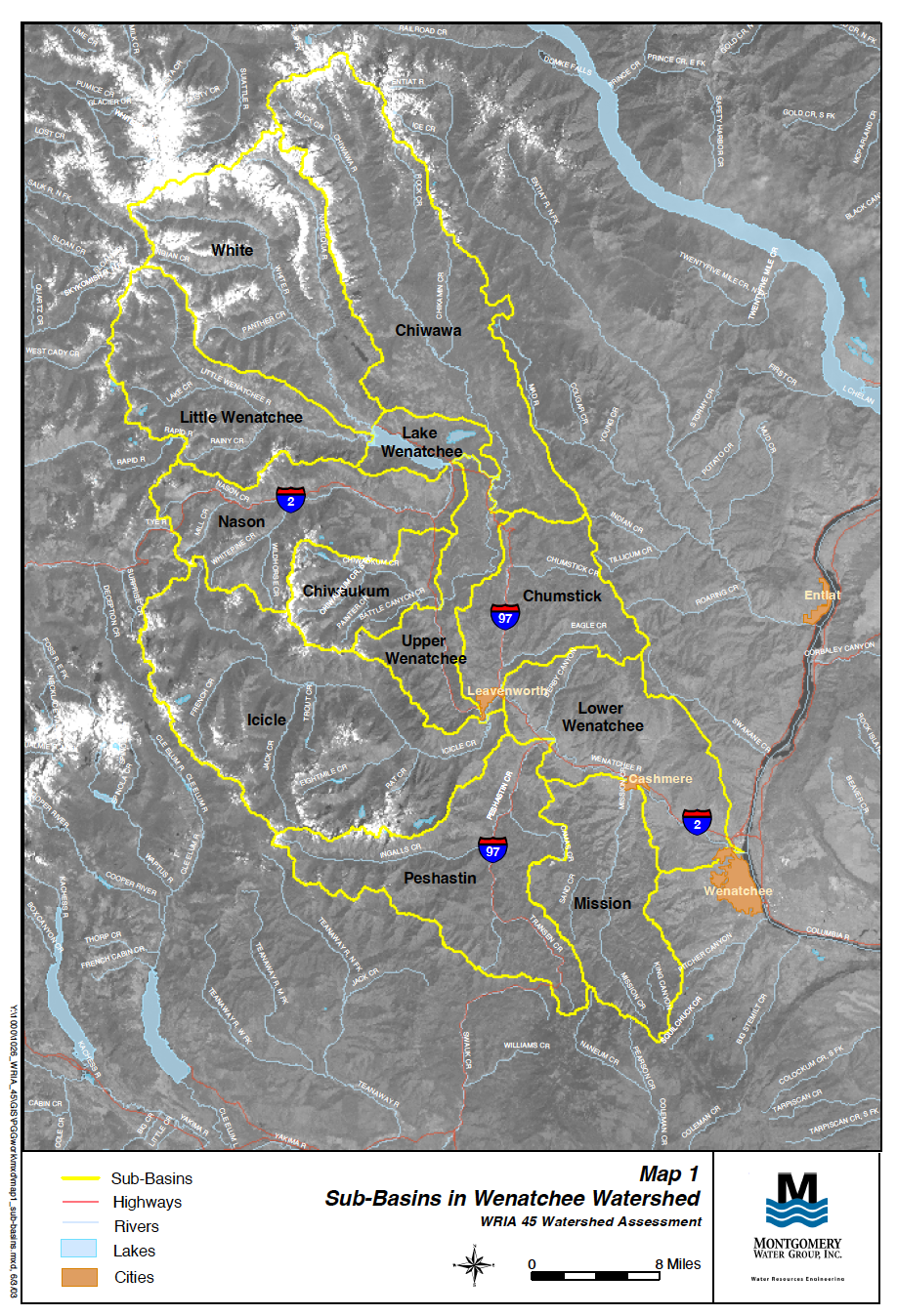 Aerial imagery of Wenatchee Watershed Subbasins.